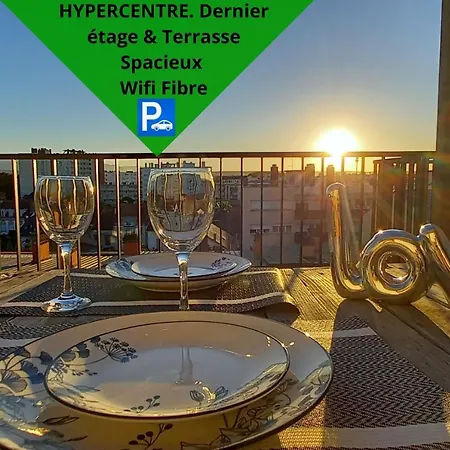 La Dolce -t2 52m2- Dernier Etage- Terrasse-parking-wifi Fibre Appartement Tarbes